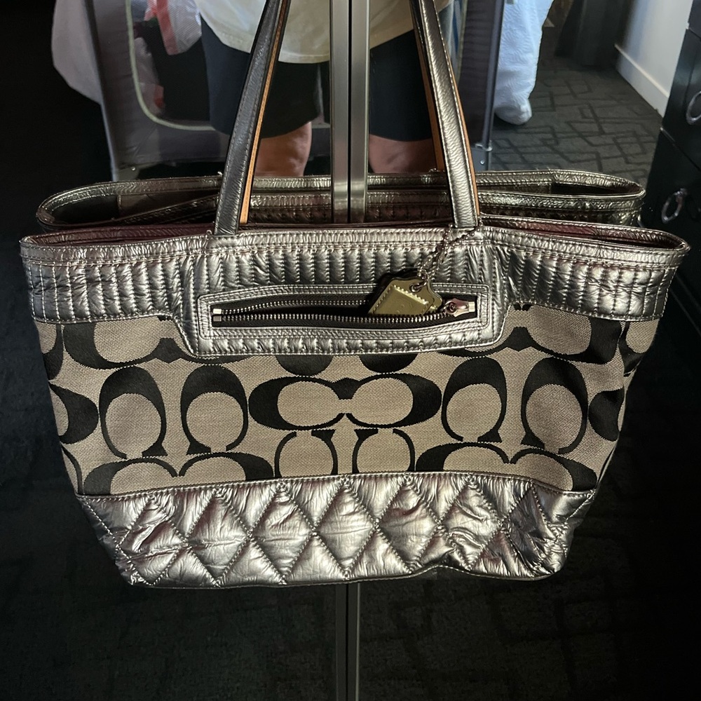 Coach Purse Silver/ Gunmetal Metallic